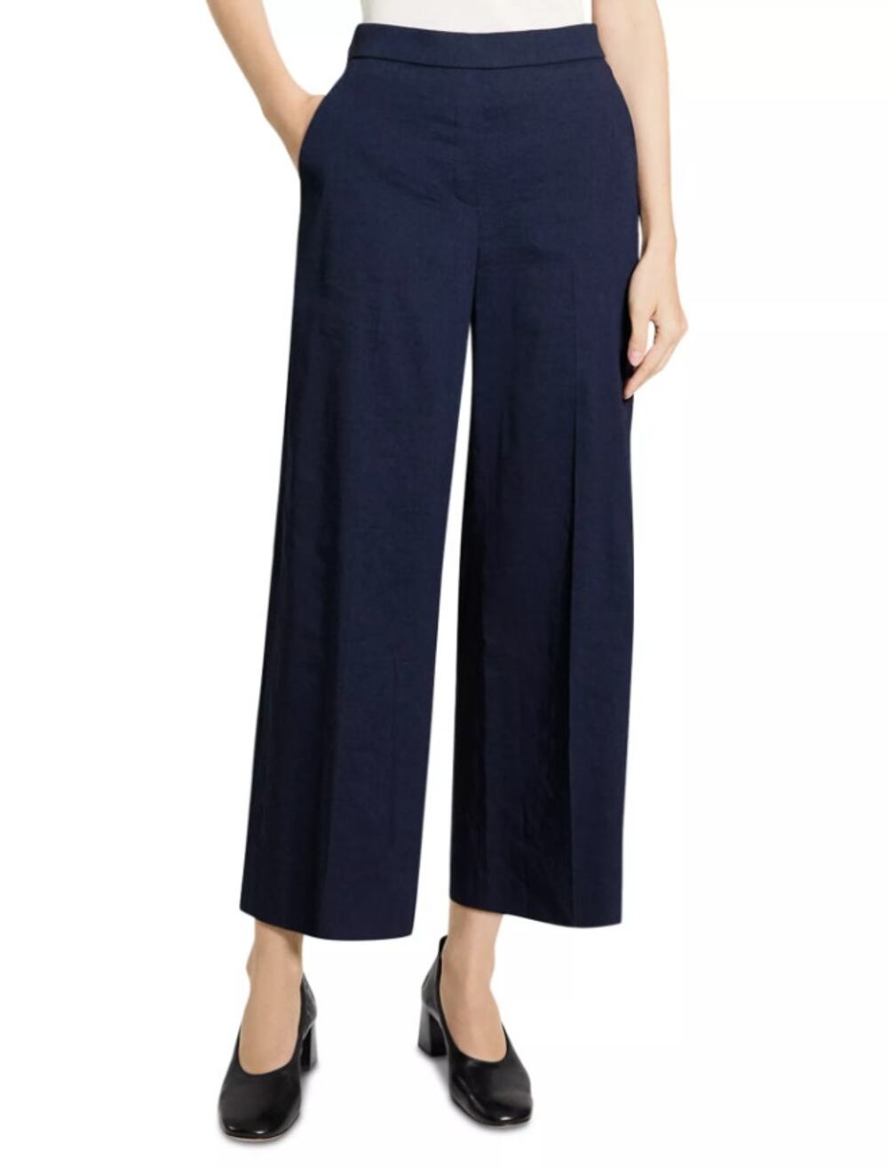 NWT Theory Straight Classic Cropped Pants Midnight Navy Good Crunch Size 4